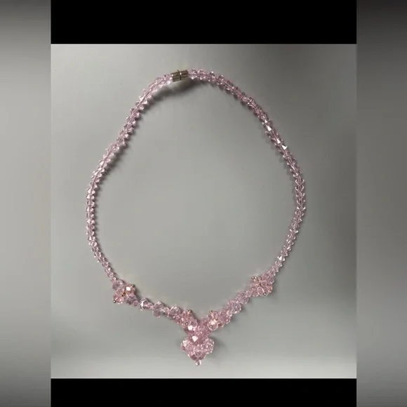 🩷 Modern Pink Crystal Beaded Necklace #6427 - Picture 1 of 5
